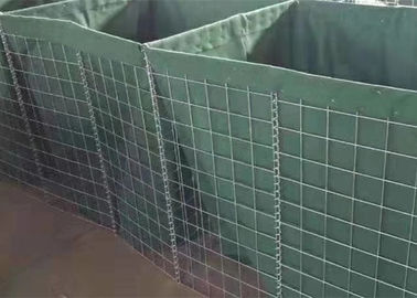 Boîte militaire de maille de Gabion de barrières de Hesco de perforation rectangulaire avec le géotextile vert