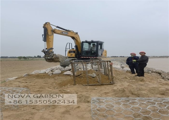 Contrôle des inondations 4,0 mm Gabion Mesh Cage Pour les sacs de pierre Gabion boîtes de remplissage de rivière Gabion sacs revêtus de PVC Gabion sacs