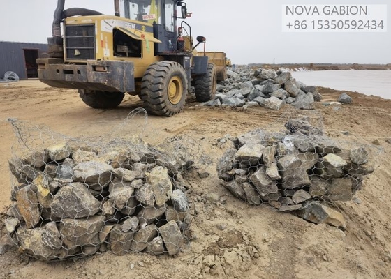 Contrôle des inondations 4,0 mm Gabion Mesh Cage Pour les sacs de pierre Gabion boîtes de remplissage de rivière Gabion sacs revêtus de PVC Gabion sacs