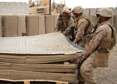 Bastion de mur de gabion soudé de couleur brune ou défensive de l'armée avec fil de Galfan